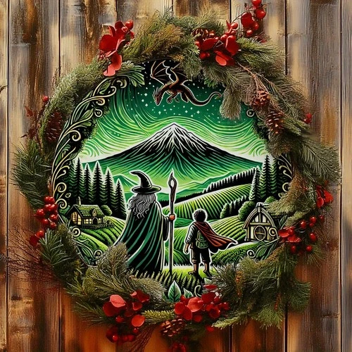 Vintage "The Hobbit" Tin Metal Signs 8x8in Wall Plaque - Round Gandalf & Frodo S