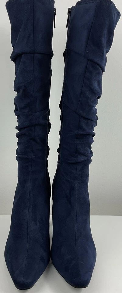 Botas holgadas de tacón de tela azul hasta la rodilla Apostrophe para mujer talla 8,5 M Foto 2 de 4