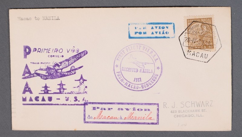 Mayfairstamps Macau 1937 to Manila Philippines First flight Cover aaz_44383
