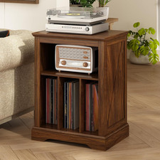 Farmhouse Record Player Stand, 3 Tier End Table, Turntable Stand with Vinyl Reco