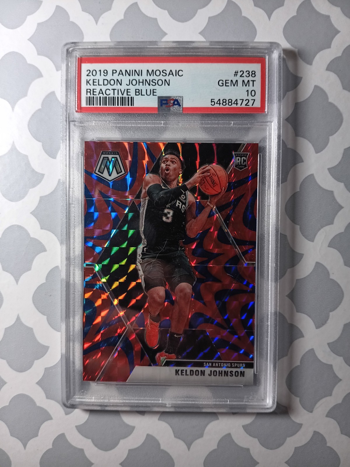 2019-20 Panini Mosaic Keldon Johnson RC #238 Reactive Blue Prizm PSA 10 GEM MINT