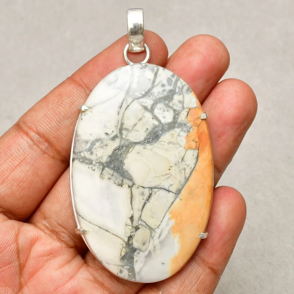 Ciondolo gioiello in argento sterling 925 fatto a mano con pietra diaspro... - Immagine 3 di 4