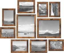 10PCS Rustic Brown Collage Picture Frames Set for Wall Gallery Home Decor