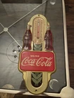Vintage Original 1941 Coca-Cola Double Bottle ArtDeco Tin Thermometer Robertson