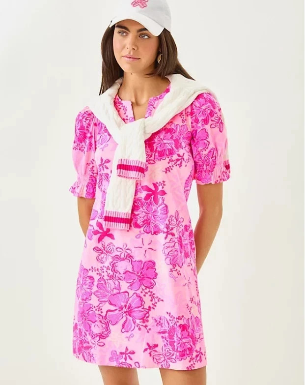NWT Lilly Pulitzer Delsie Dress Parigi Pink Supporting Squad