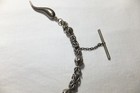 VINTAGE ANTIQUE STERLING SILVER ALBERT T-BAR POCKETWATCH CHAIN "CORNO" FOB CHARM — photo 4
