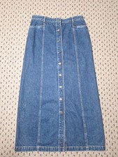 Vtg 90's Tommy Hilfiger Dark Wash Denim Long Skirt Womens 10