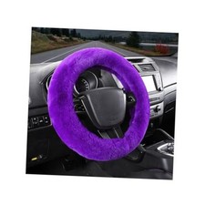 Fluffy Car Steering Wheel Cover, 15 Inch Soft Warm Plush Anti-Slip Furry Purple