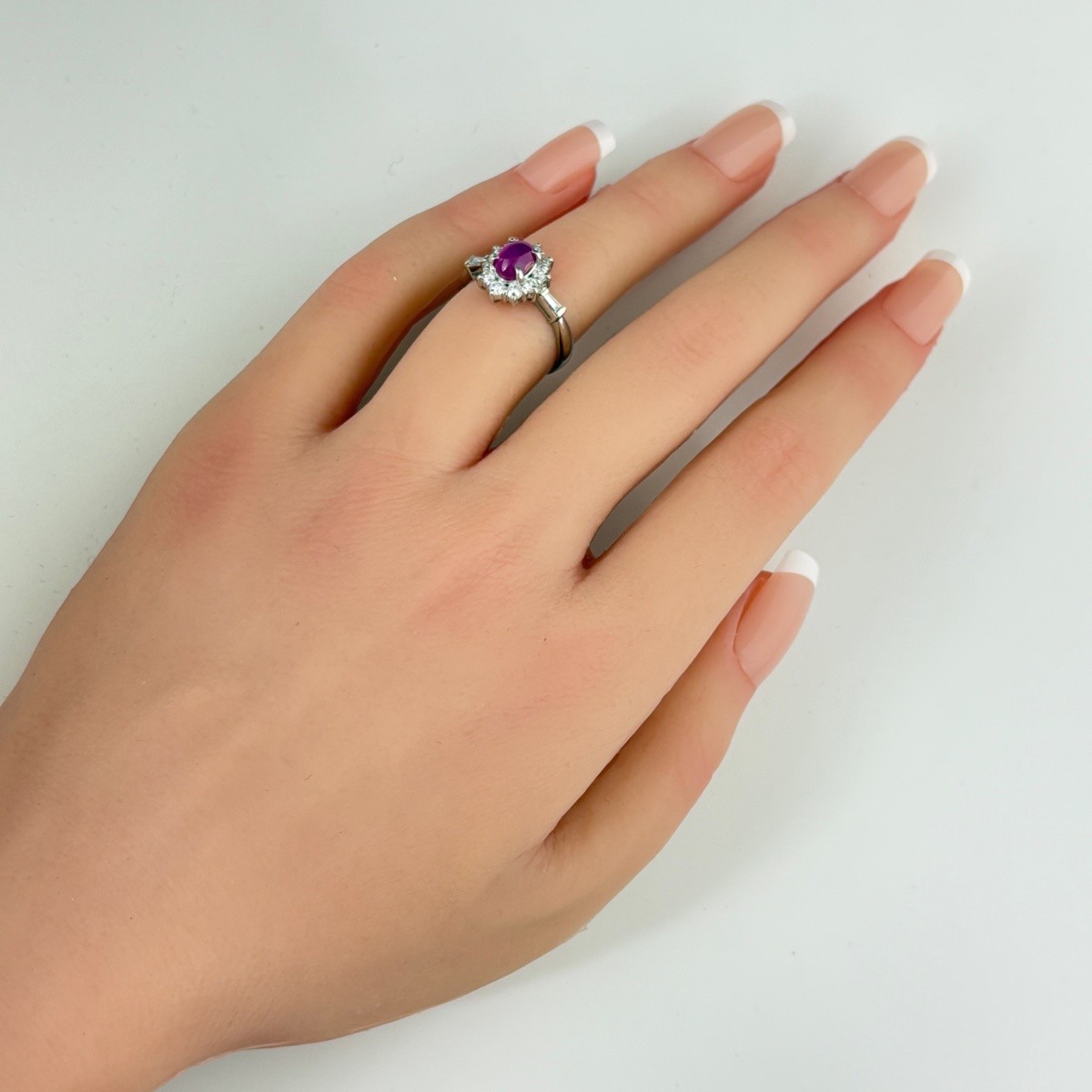 star ruby design ring Platinum ring melee diamond… - image 3