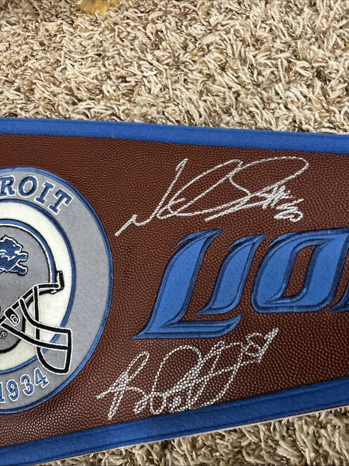Autógrafo firmado por Ndamukong Suh Detroit Lions con banderín Brandon Pettigrew Foto 4 de 4