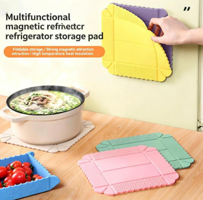 2-in-1 Magnetic Silicone Mat & Foldable Serving Tray,Non-Slip Heat Resistant