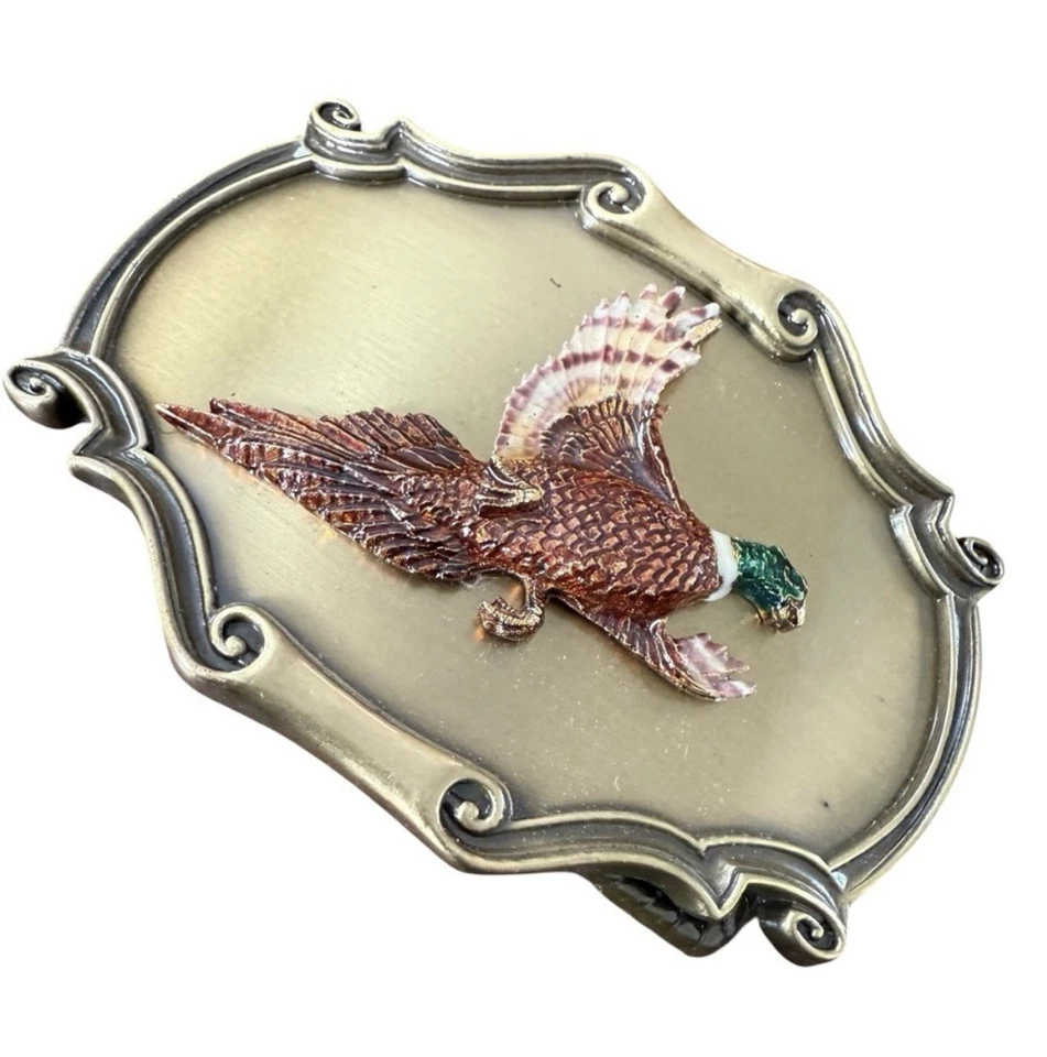 Vtg Pheasant Wildlife Belt Buckle Buckle Made In USA Brass Raintree Bird Nature - Image 2 of 4