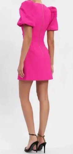 Rebecca Vallance AU 12 US 8 Pink Cecily Bow Mini Dress Puff Sleeve Like New - Picture 5 of 17