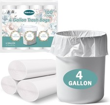4 Gallon Trash Bags - 100 Small Mini Garbage Bags Waste Basket Trash ..