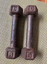 Vintage Pair 3 lb pair Hex dumbbells Iron Wei...