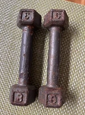 Vintage Pair 3 lb pair Hex dumbbells Iron Weights weight plates