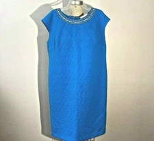 Donna Morgan A Pea in the Pod Maternity Dress Size L Turquoise Rhinestones Zip