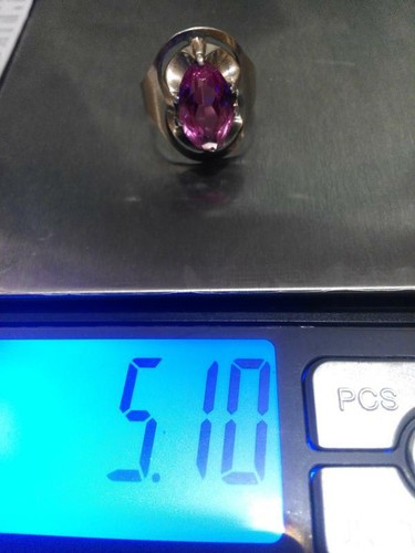 Soviet Vintage Silver Brand Star 875 Ring Gold Plated Pink Corundum Stamp Rare - Picture 7 of 10
