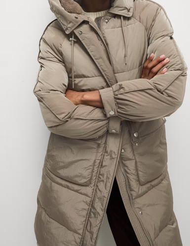 M&S Marks & Spencer Mocha Brown Faux Fur Trim Quilted Hooded Coat Size 18 NEW - Picture 4 of 24