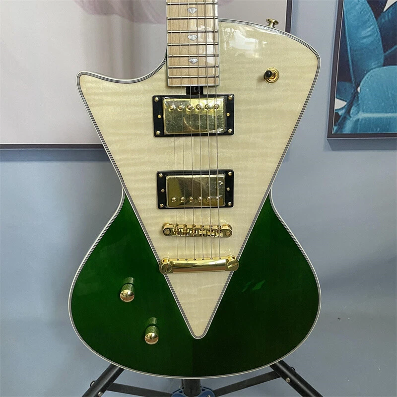 Green Armada Electric Guitar Left-Handed 6 String Flamed Maple Top Gold Hardware - Image 2 of 4