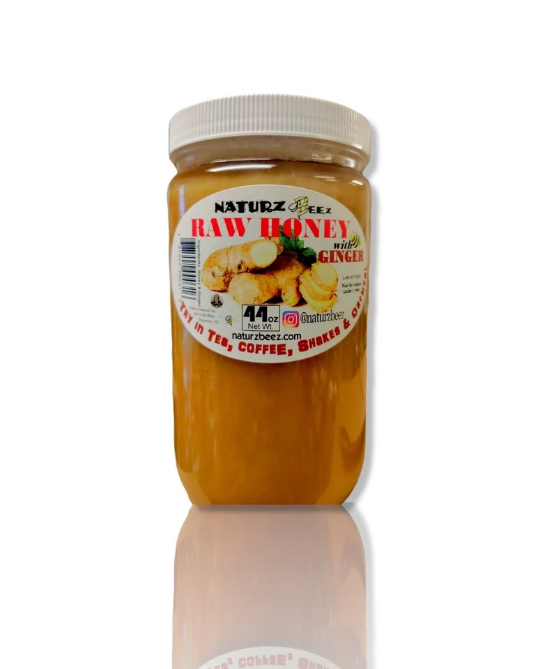 GINGER 44oz and CINNAMON 44oz RAW HONEY 2 PACK in Glass Total 88oz - Image 2 of 4