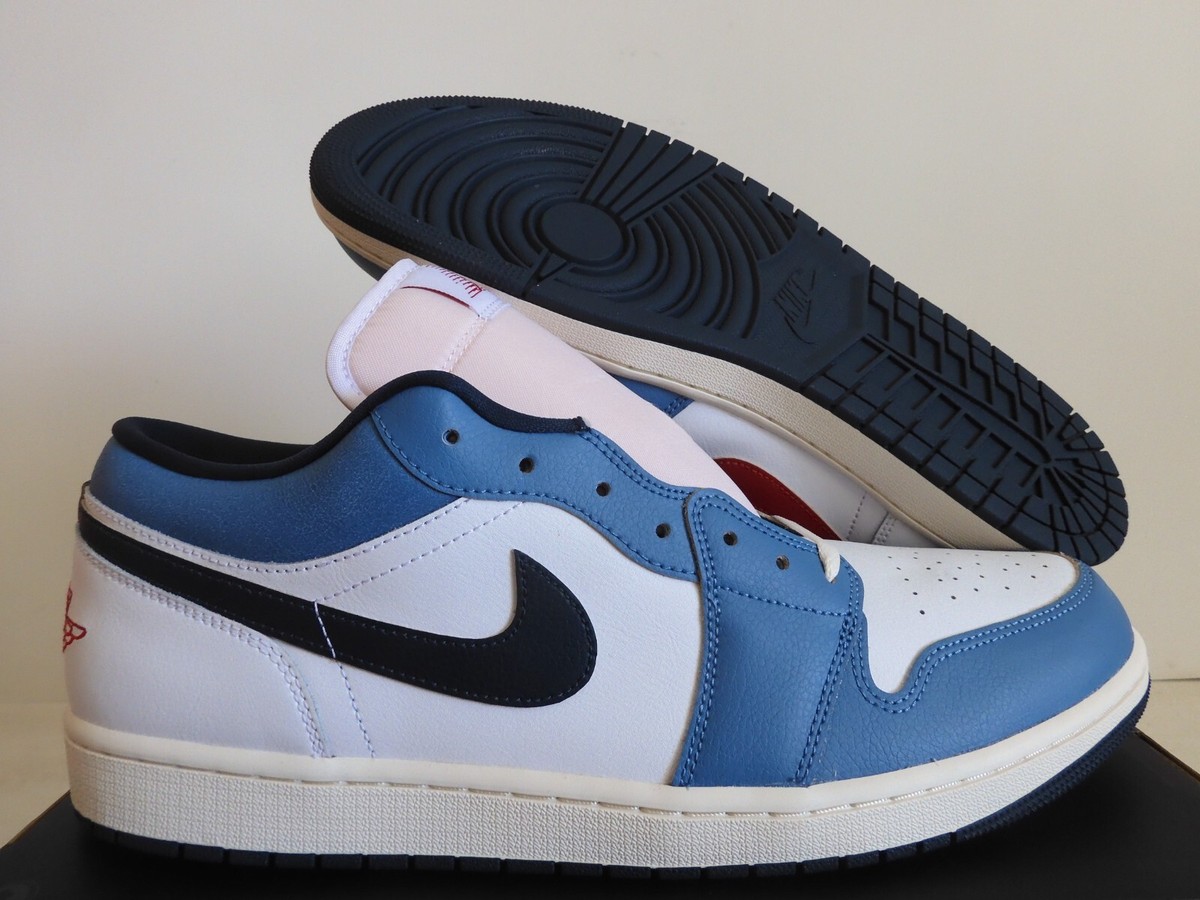 Nike Air Jordan 1 Low Se White-Armory Navy Blue-Aegean Storm Sz 15 