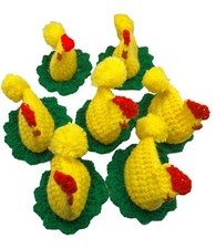 7 Vintage Handmade Crochet Egg Cozy Hens Chickens Multicolor Spring Decor