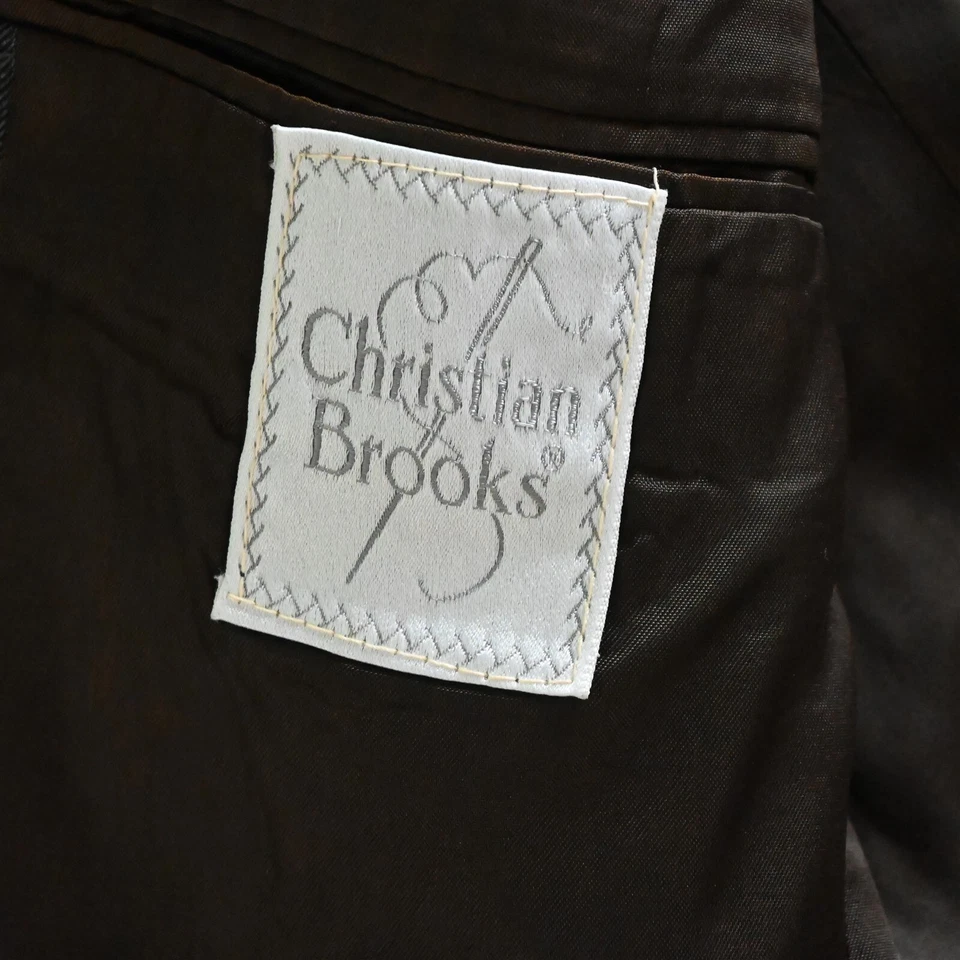 Vtg Christian Brooks USA Made 44R 36x32 Brown Stripe Wool Mens Jacket Pants Suit - Image 4 of 4