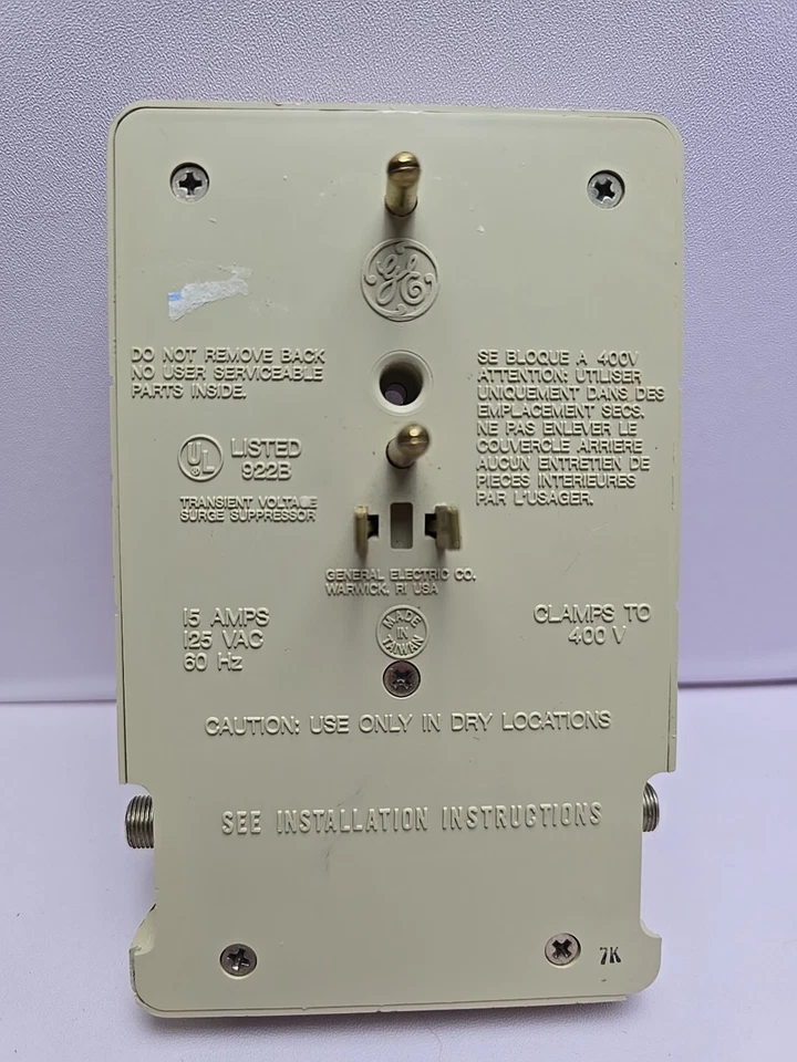1987 GE Surge Pro Television Surge Protector Coaxial EPC-TVTAP - Image 3 of 3