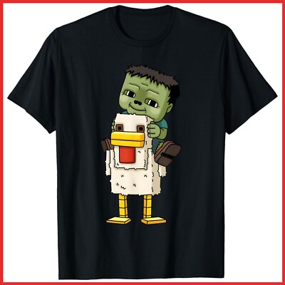 Chicken Jockeys Zombie Pixel Gamer Black Cotton T-Shirt S-5XL