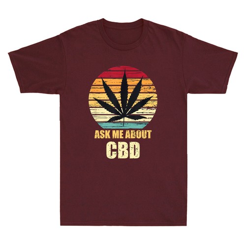 Ask Me About CBD Cannabis Marijuana Funny Weed Graphic Humor Quote Men's T-Shirt - Picture 8 of 8