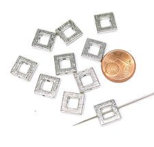 10 Perlen Metallperlen Spacer Quadrat silberfarbig massiv  10x10x2,5mm Nr.7