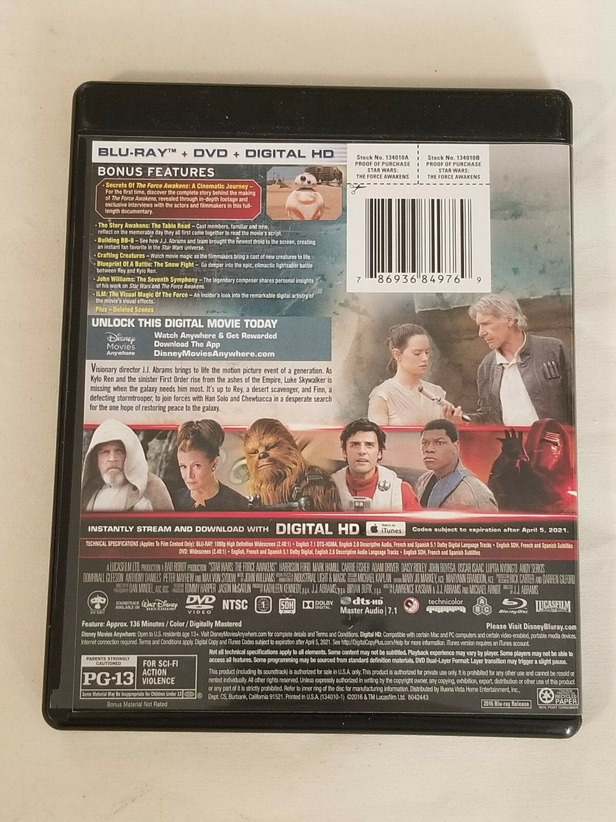Star Wars: The Force Awakens - Blu-Ray / DVD / Digital HD - 3 Disc 