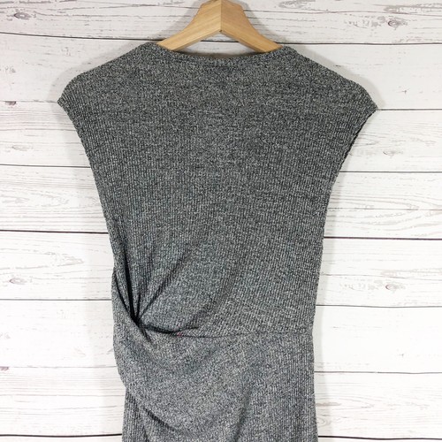 NWT Topshop Asymmetric Hem Sheath Midi Dress Ruched Side Gray Sz 2 - Picture 6 of 12