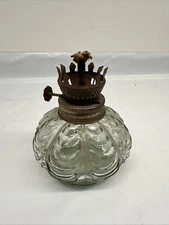 Vintage Miniature Drapped Clear Glass Oil Lamp Hong Kong