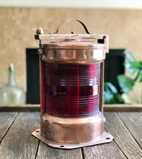 Vintage Copper Nautical Lantern - Nautical Starboard Lantern With Red Glass Lens