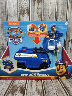 Paw Patrol Chase Rise and Rescue Transforming Toy Car w/ Action Figure Set