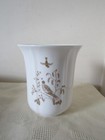 Vintage Retro Bone China White Gold Birds Design Vase 12cm tall x 11cm