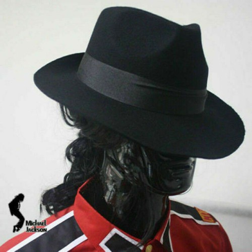 MJ Michael Jackson Black Wool Fedora 