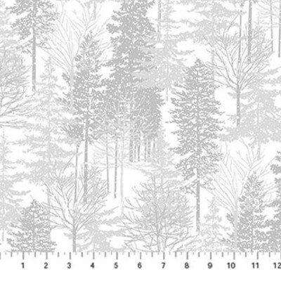 Enchanted By Northcott Fabrics - Grey Glitter Trees  #24213G-9