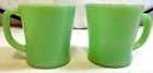 Lot Of (2) Vintage Fire King Jadeite D Handle Oven Ware Coffee Mugs c11