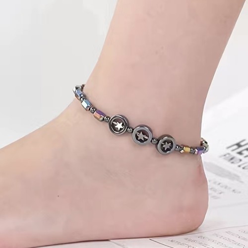 Star Rainbow Iridescent Magnetic Beaded Stretchy Bracelet Or Anklet - Picture 3 of 8