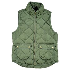 Woolrich Duck Down Vest Womens Small Green Quilted Puffer Full Zip Snap Pockets