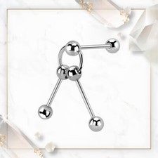 14G Triple Piercing Industrial Barbell Surgical Steel Scaffold Jewelry Sold Each