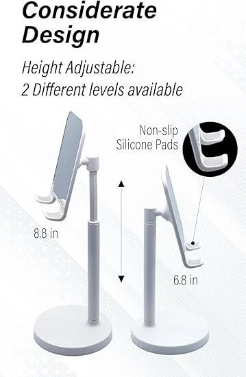 Soporte para teléfono y tableta con espejo - Soporte de escritorio ajustable para maquillaje y transmisión en vivo Foto 4 de 4