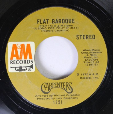Pop 45 Carpenters - Flat Baroque / It'S Going To Take Some Time On A&M Records