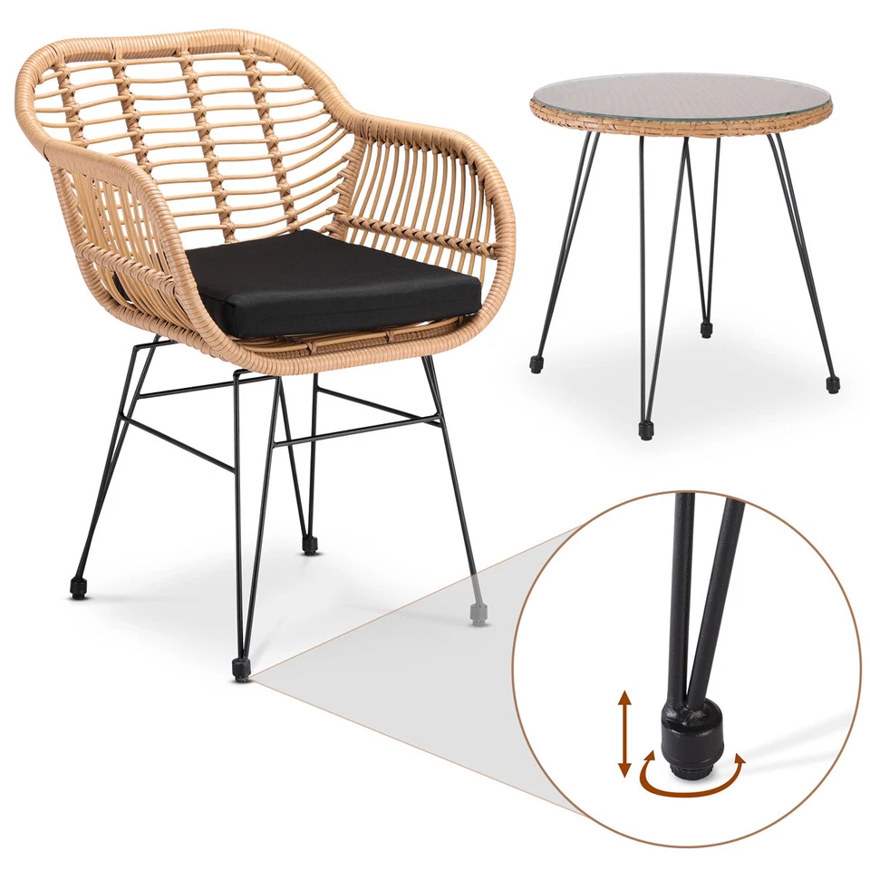  CASARIA® Balkonset 3 teilig Sitzgruppe Garten Bistroset Balkonmöbel Lounge Set - Bild 4 von 4