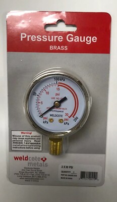 2'' x 30 PSI Regulator Replacement Gauge For Acetylene
