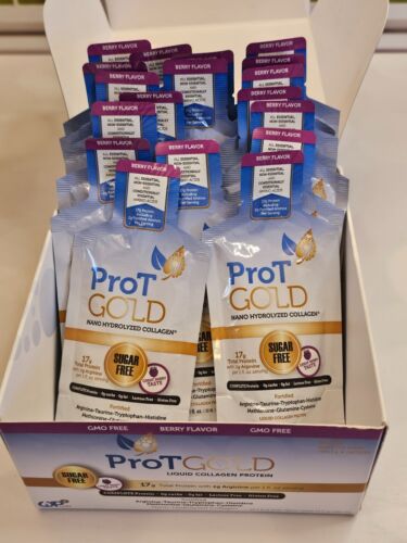 ProT GOLD Collagen Liquid Protein Shots | Berry Sugar Free | 18 packets 08/2026