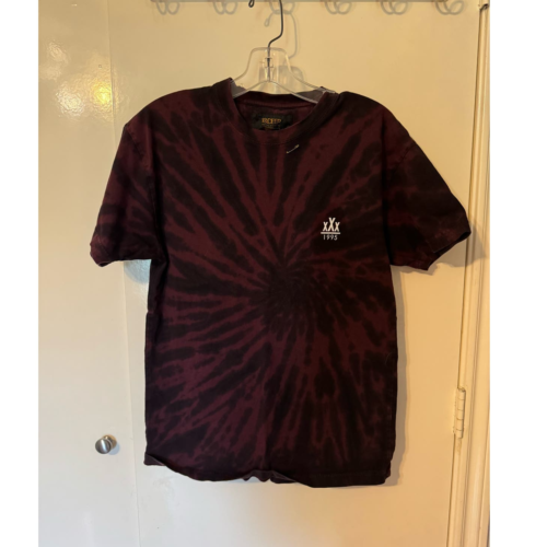 10 Deep Maroon and Black Tie Dye T-shirt Men's Small - Picture 1 of 5